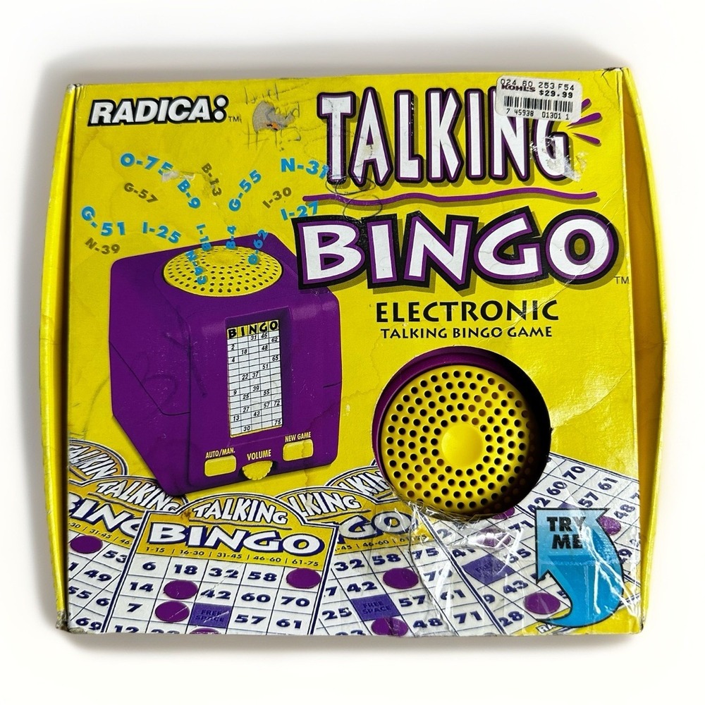 Radica Talking BINGO Electronic Game Number Caller Cards Markers Tested Working
